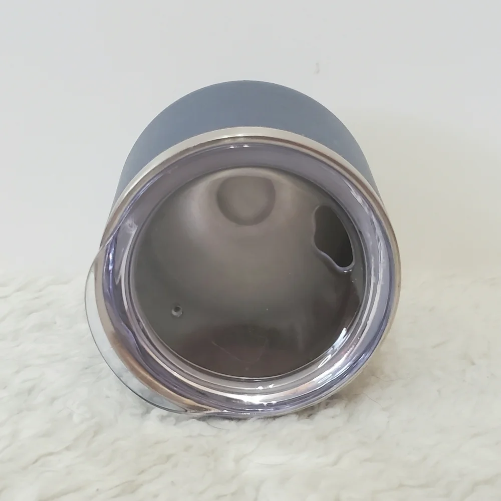 Navy Blue Silver Stainless Steel Stemless Wine Tumbler 12 Oz